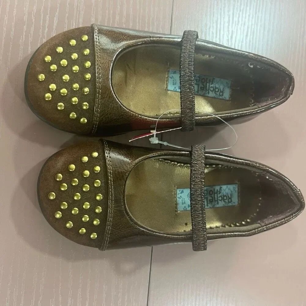 Rachel Shoes Brown and Gold Toddler Dress Shoes size 6.5